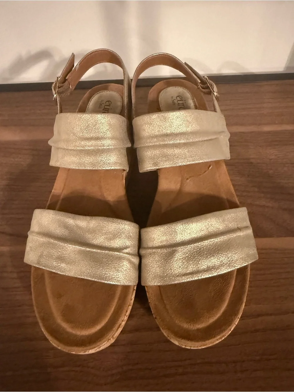 Metallic Gold Women’s Wedge Slingback Sandals